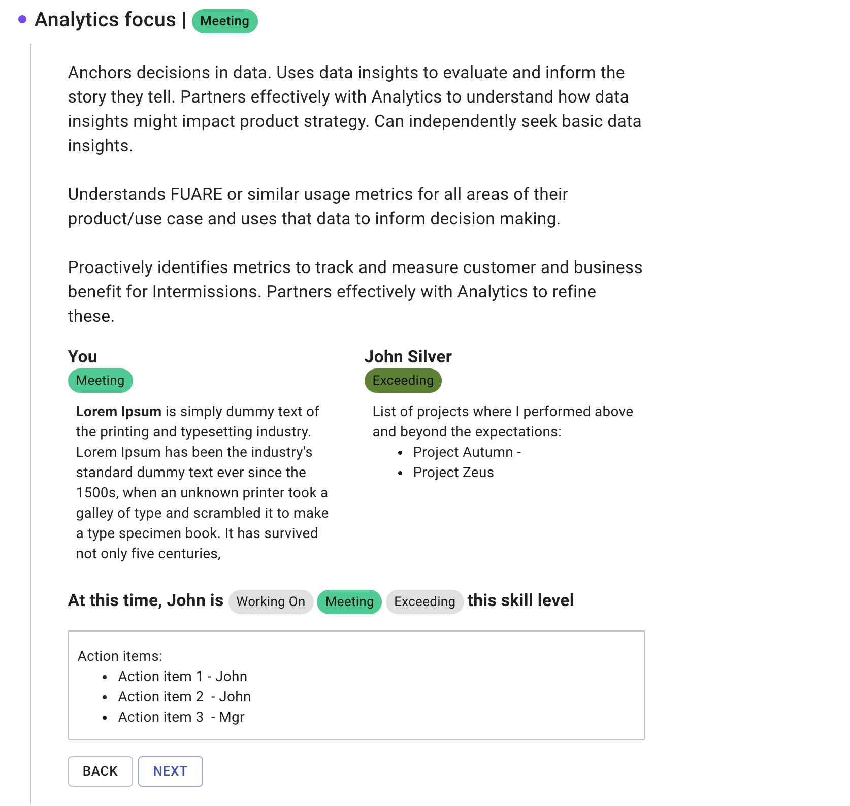 Meet with Direct and Review Assessments, Finalize Ratings, Create Action Items